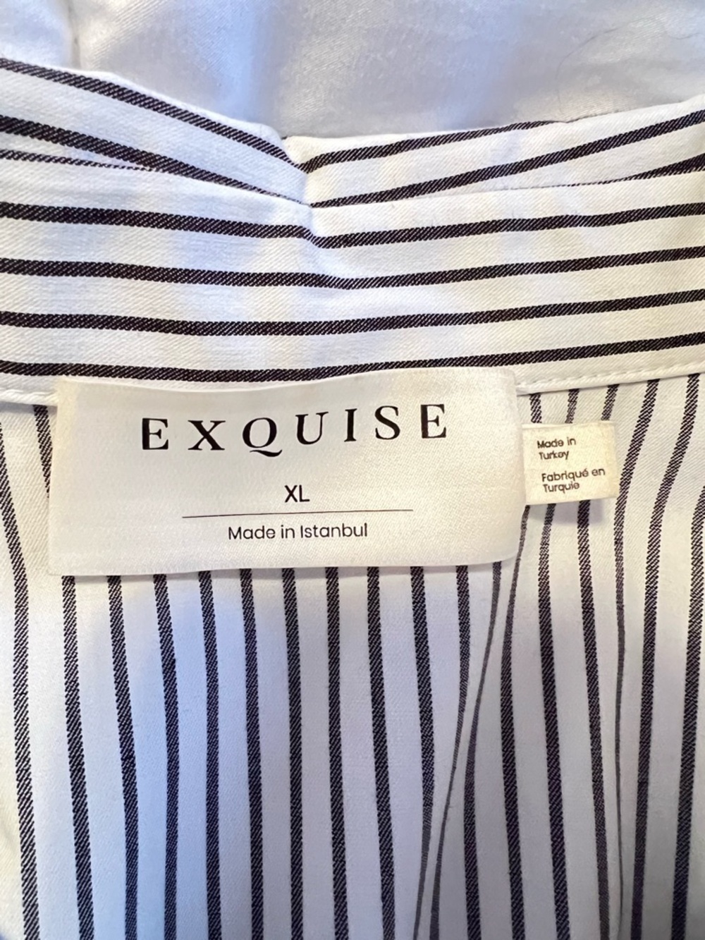 Anthropology brand Exquise Striped Button-Front Shirt Dress in White & Black - Picture 7 of 8